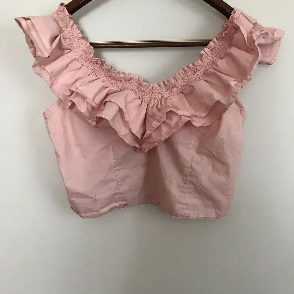 Wild Fable Pink Ruffled Crop Top (XL)